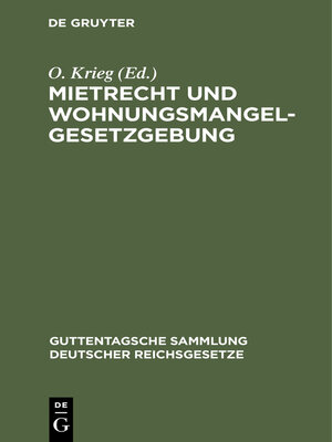 cover image of Mietrecht und Wohnungsmangelgesetzgebung